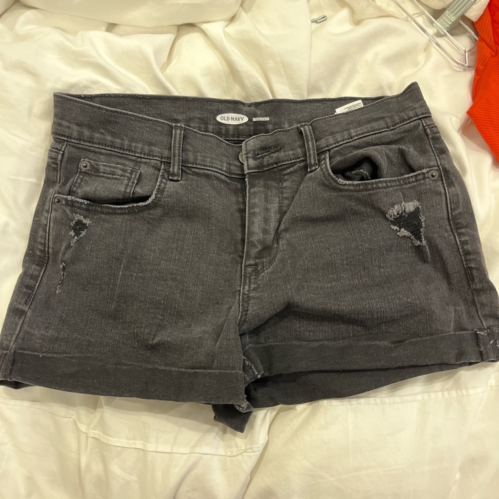black jean shorts